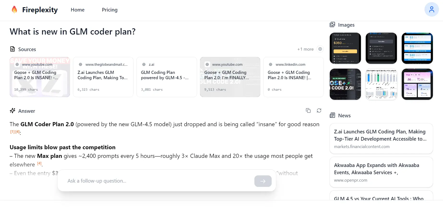 Fireplexity AI Search Engine project demo