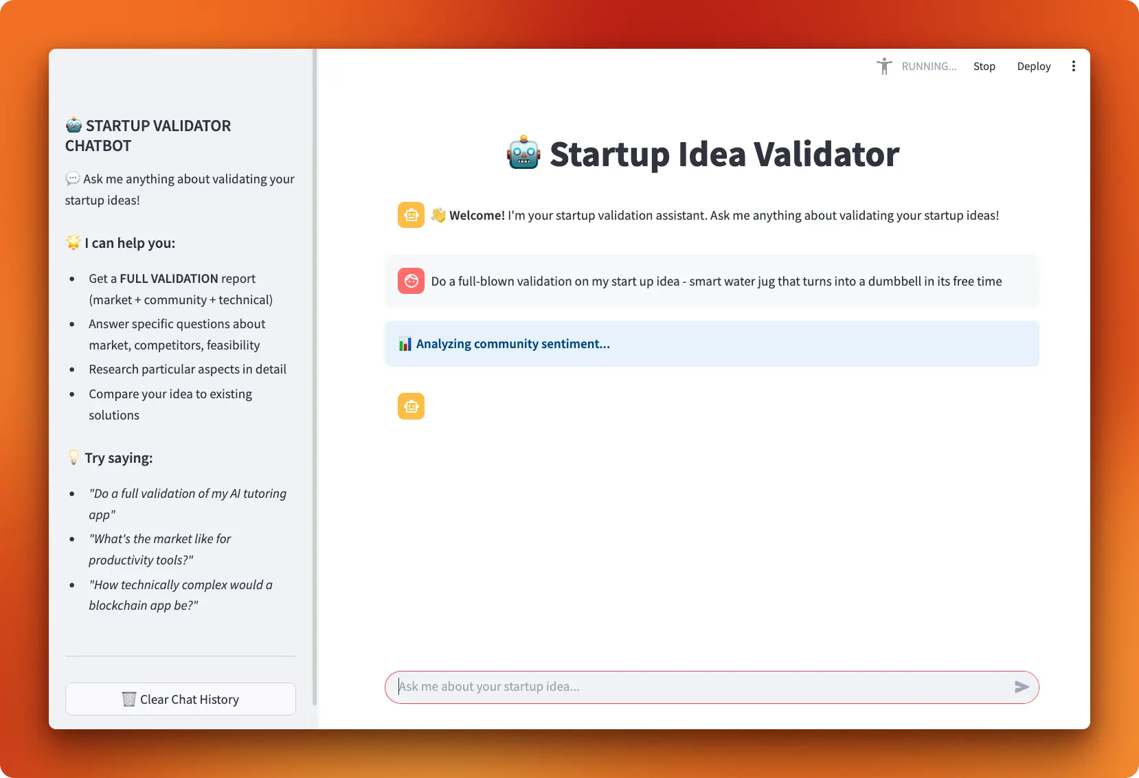 Startup Idea Validator with LangGraph demo