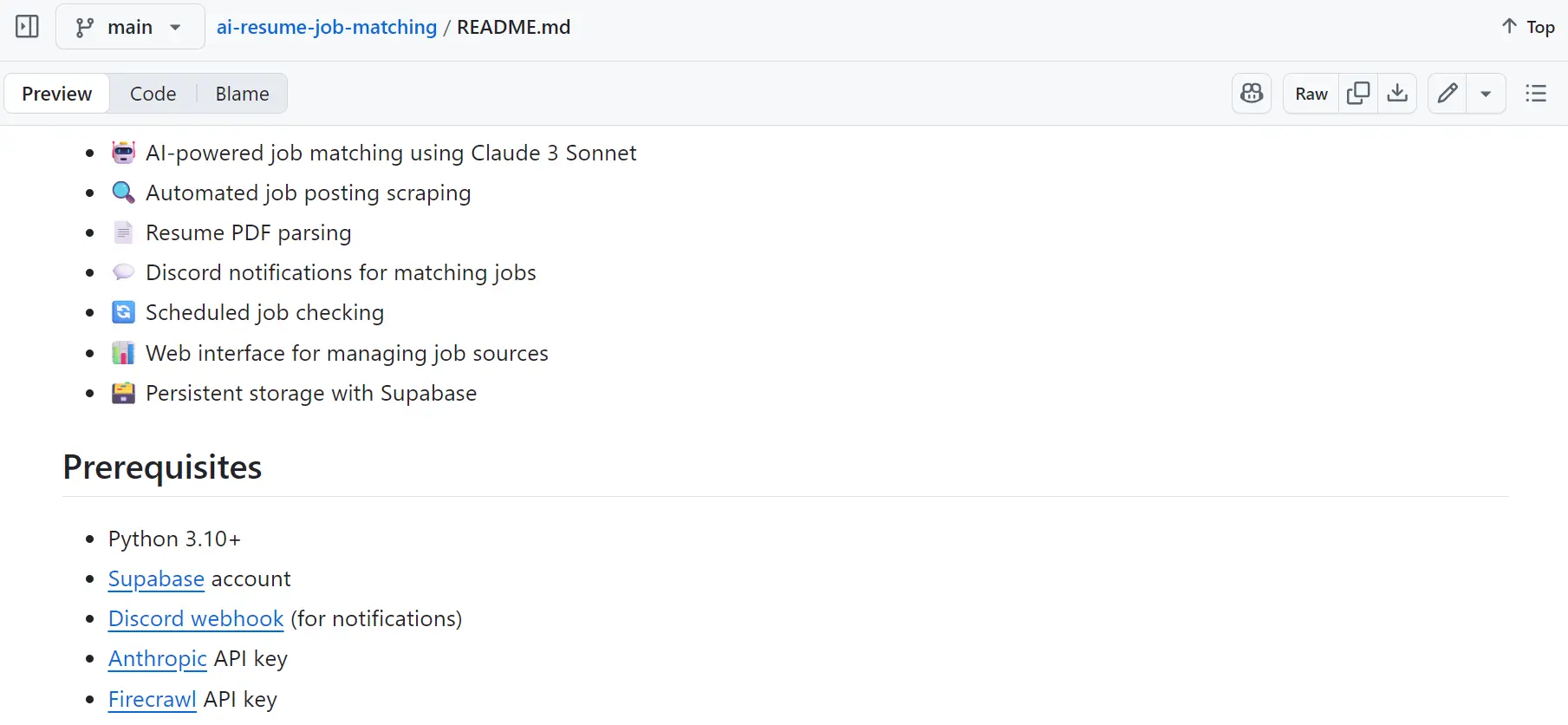 AI Resume Job Matching App readme