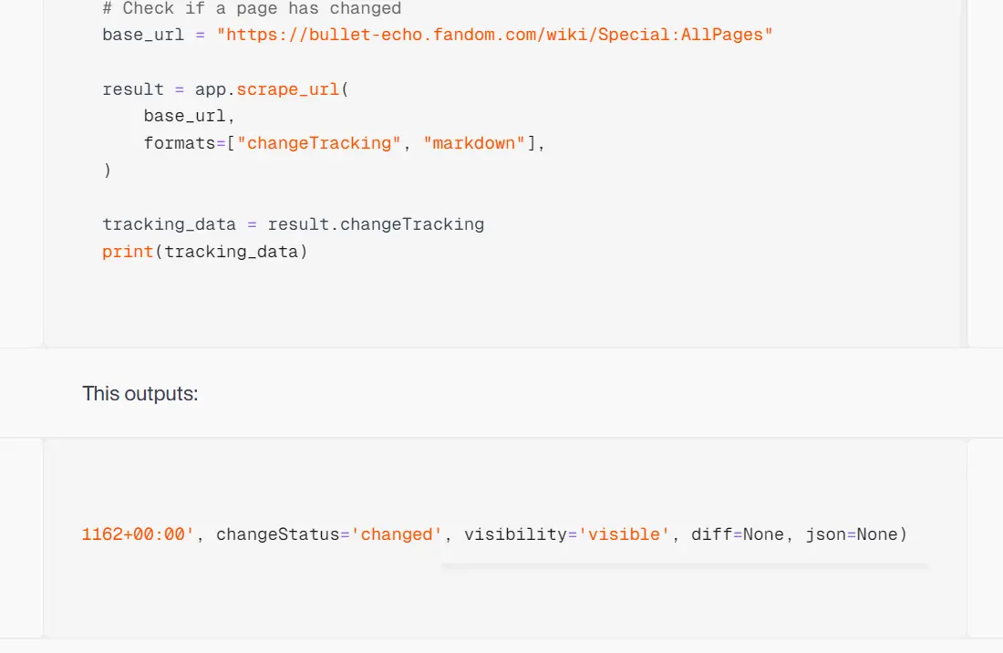 Web Scraping Change Detection code from the project