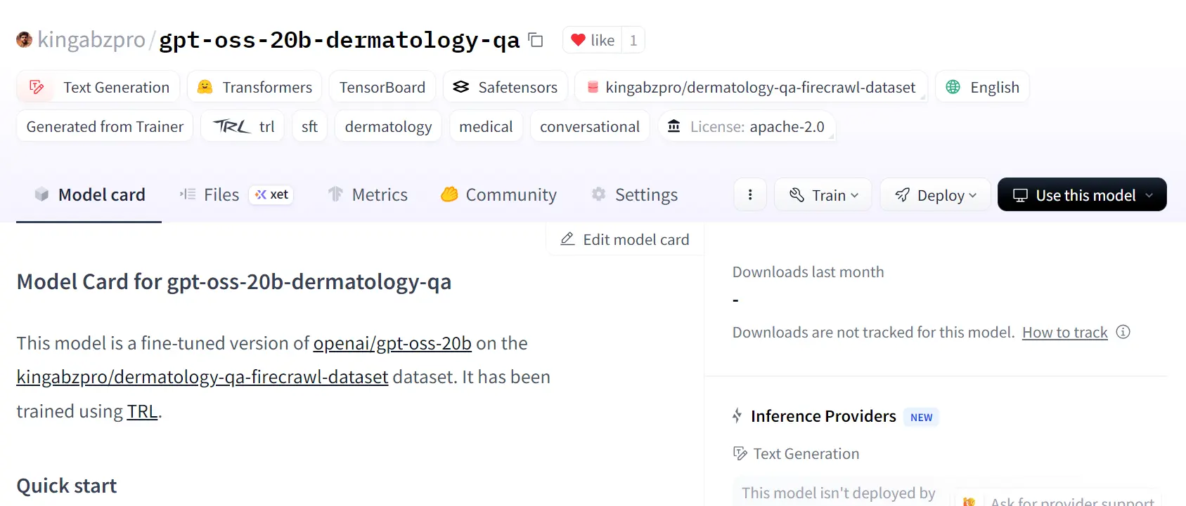 Fine-Tune OpenAI GPT-OSS 20B Hugging Face repository