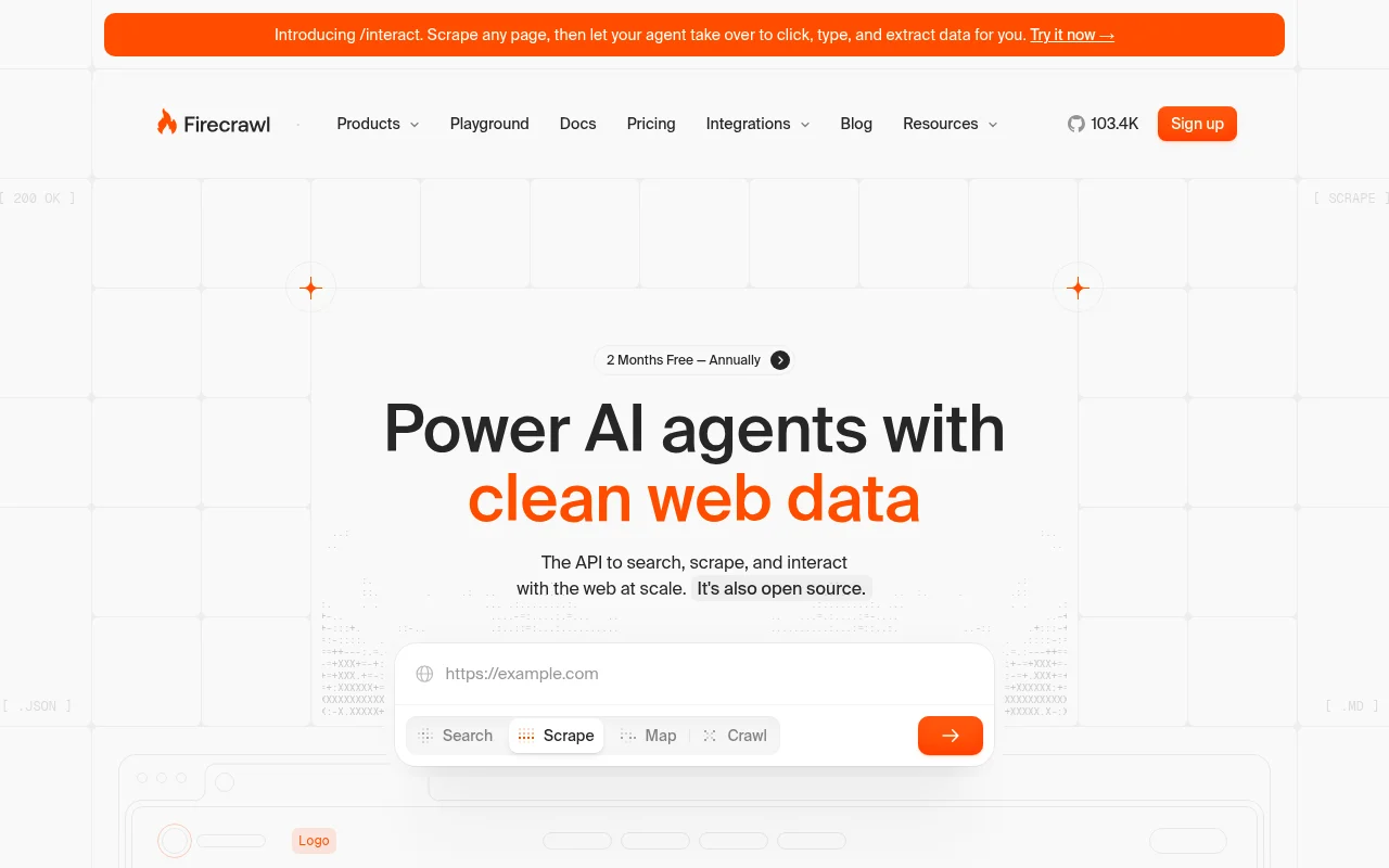 Firecrawl homepage — the web data API for AI agents and builders