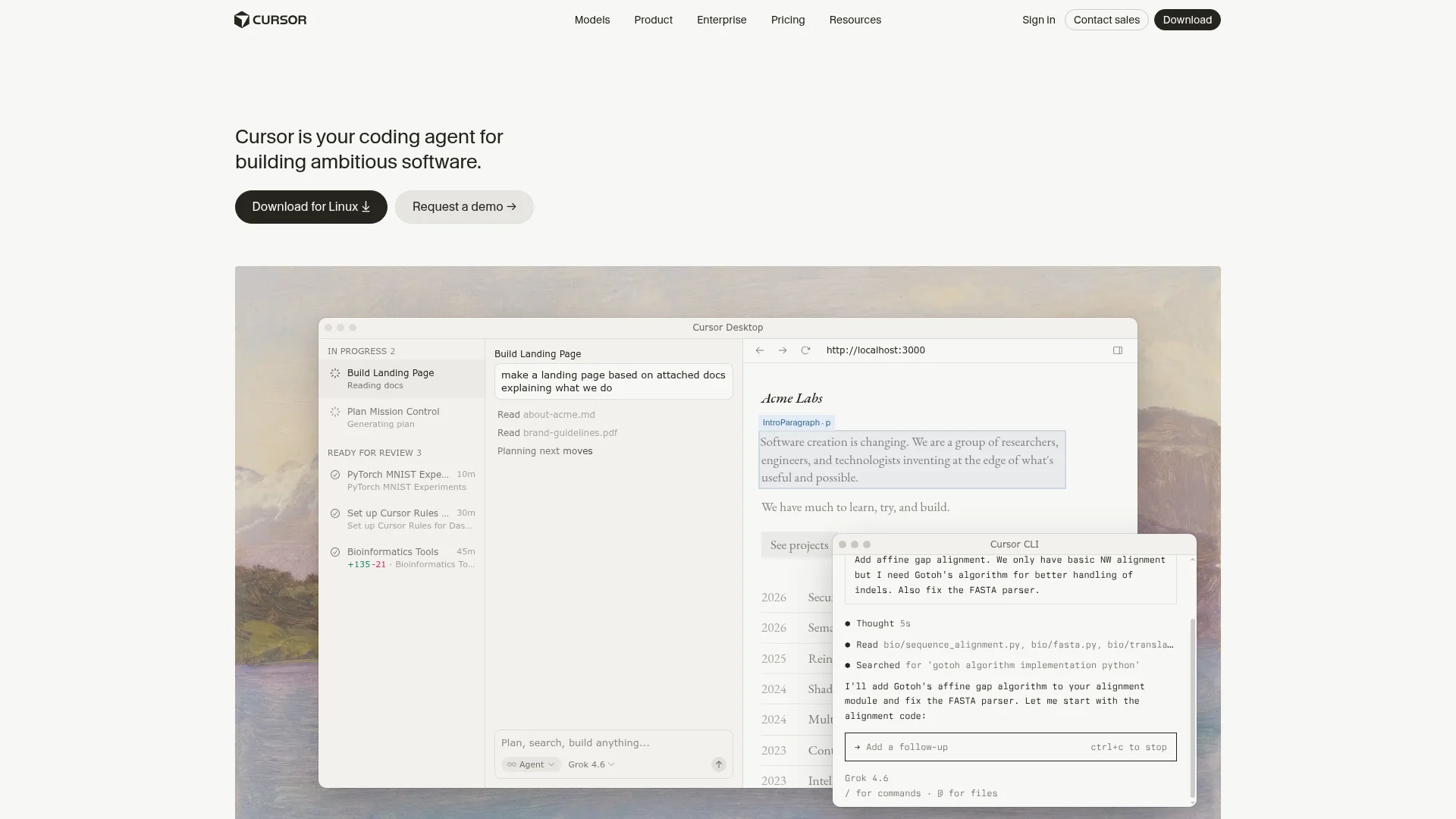 Cursor homepage