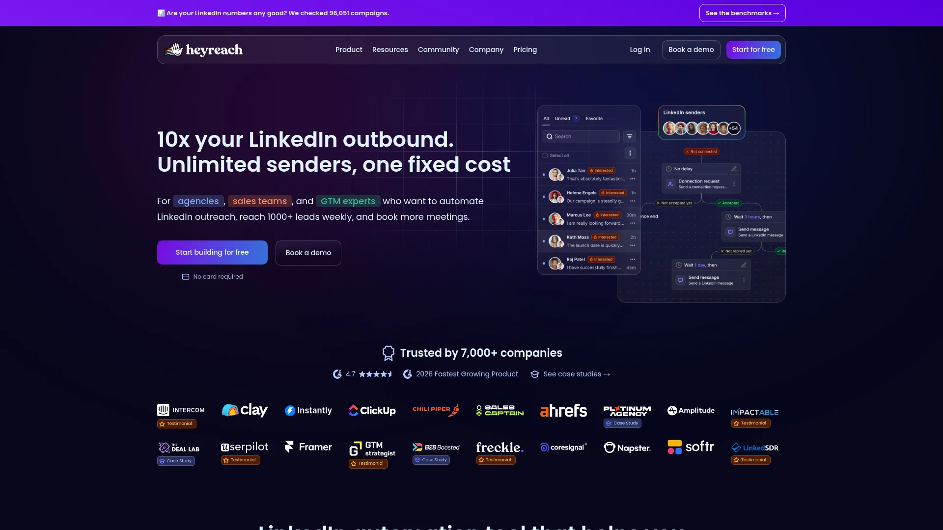 HeyReach homepage
