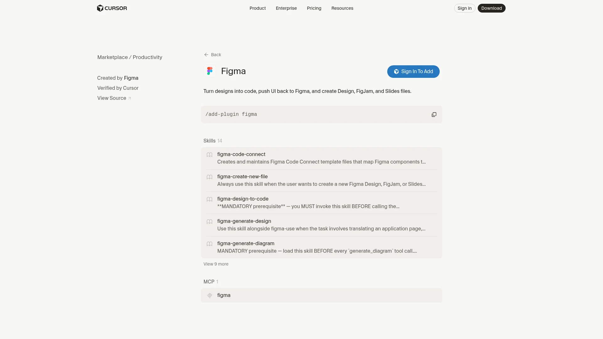 Figma plugin in the Cursor Marketplace