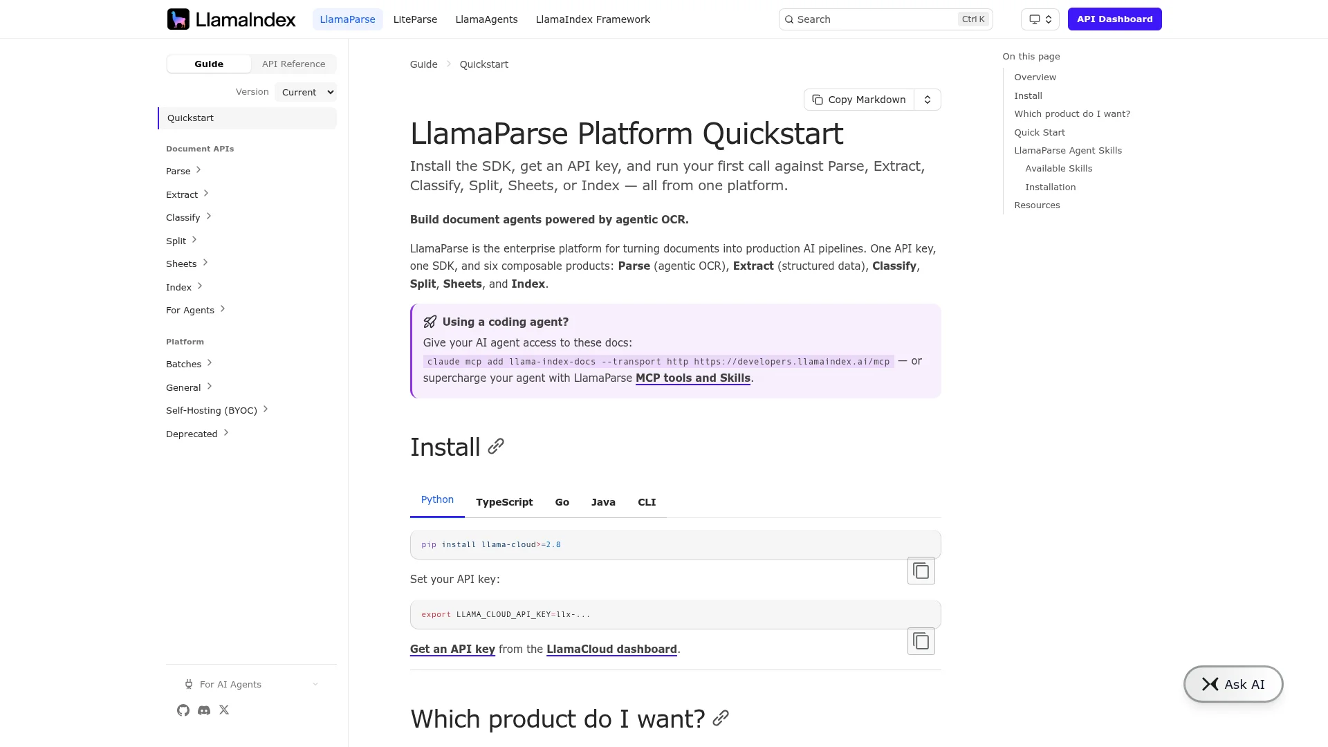 LlamaParse homepage
