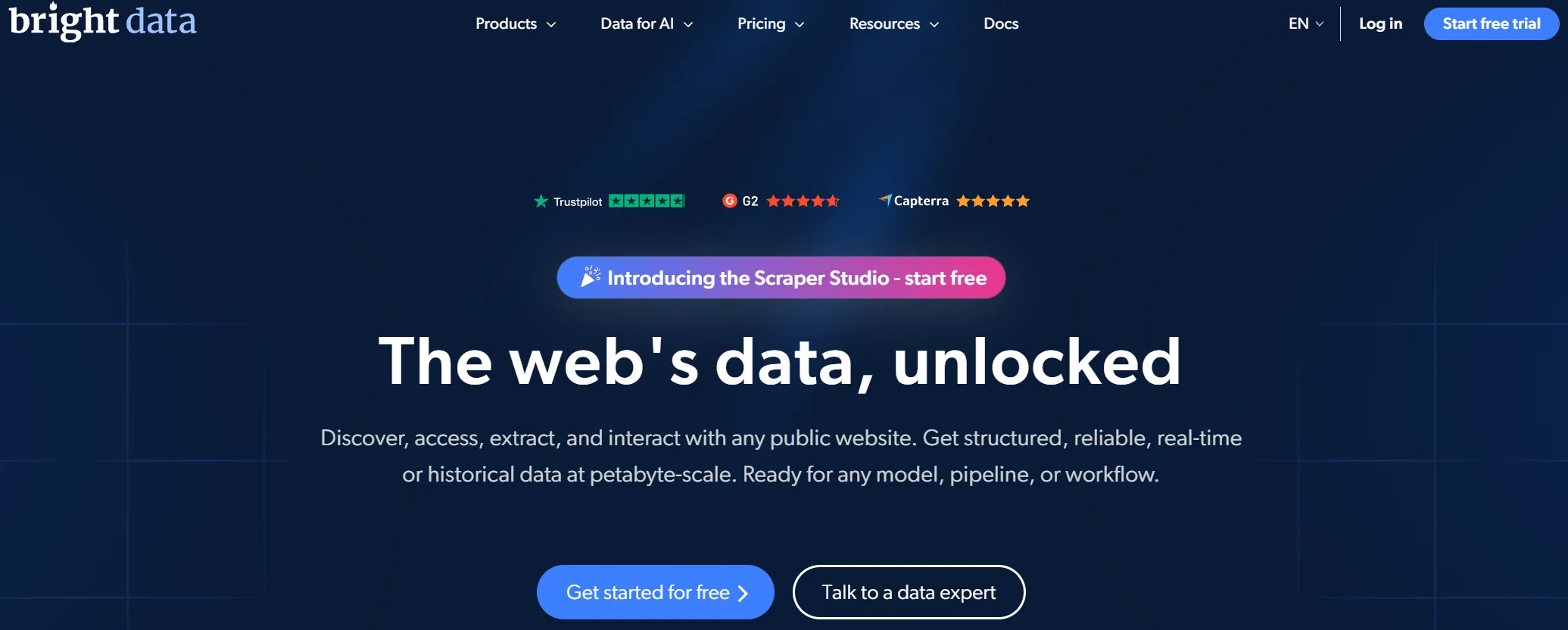 Bright Data homepage