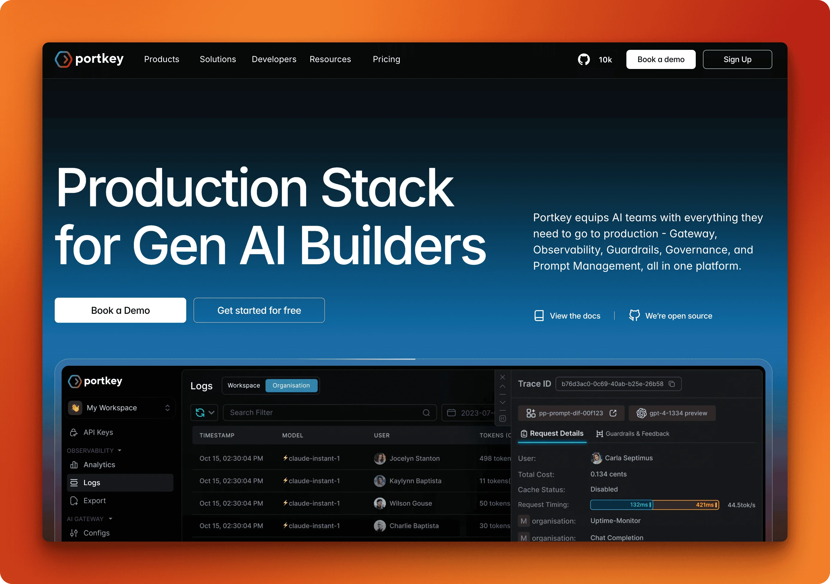 Portkey AI gateway supporting 250+ models with routing, fallbacks, and observability