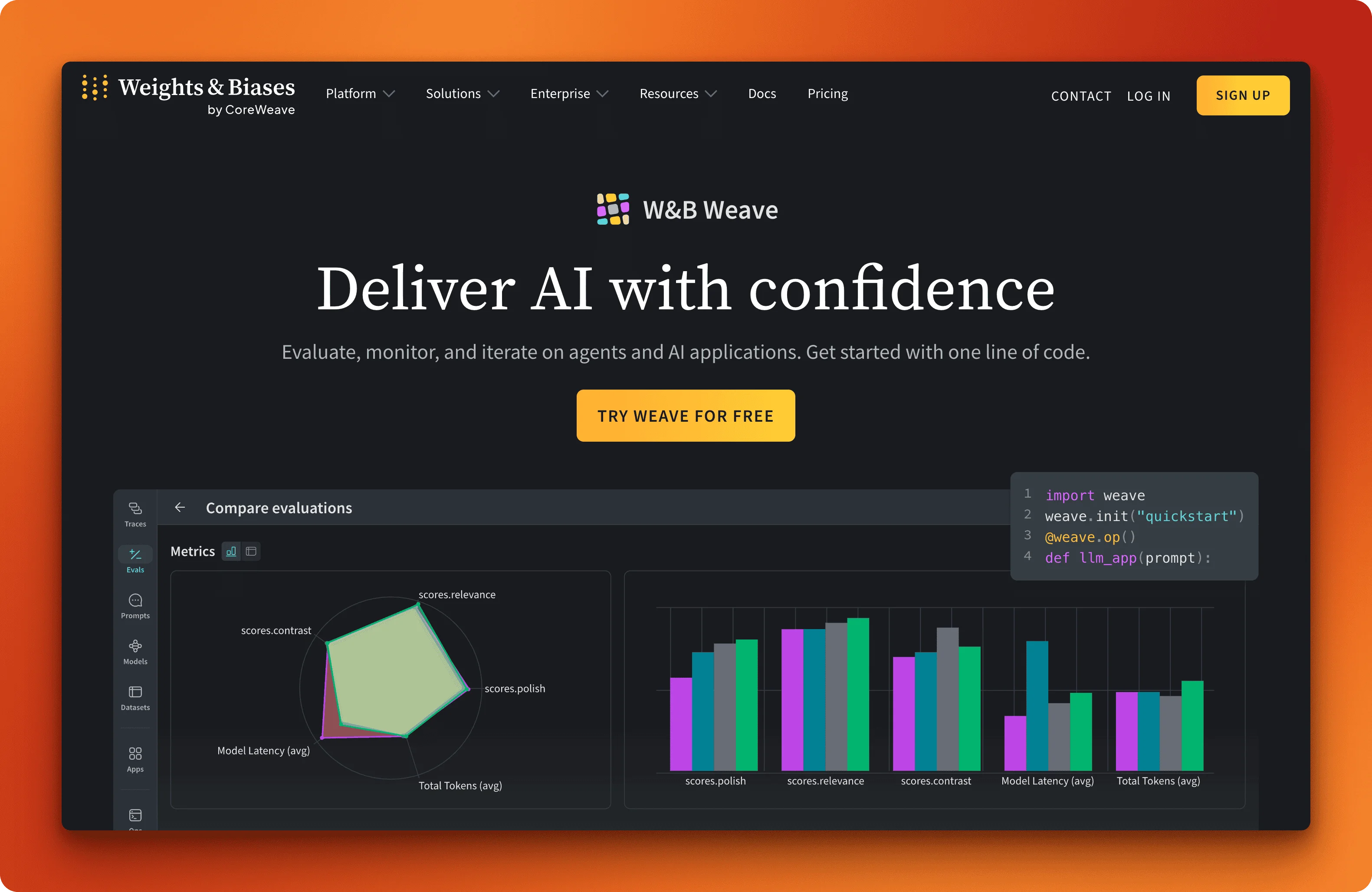 Weights & Biases Weave LLM experiment tracking with tracing and cost monitoring