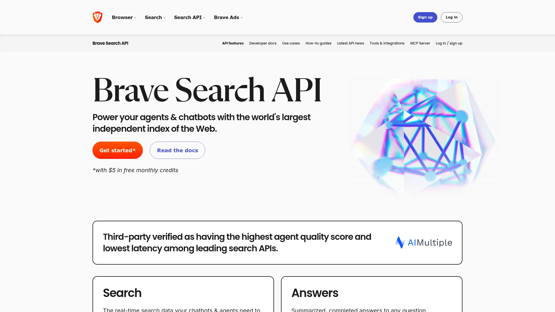 Brave Search API homepage