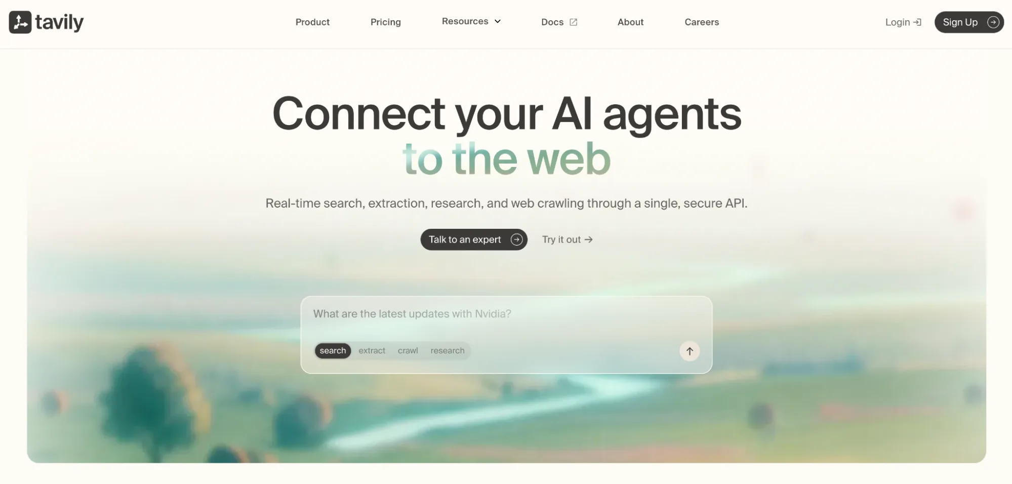 Tavily homepage