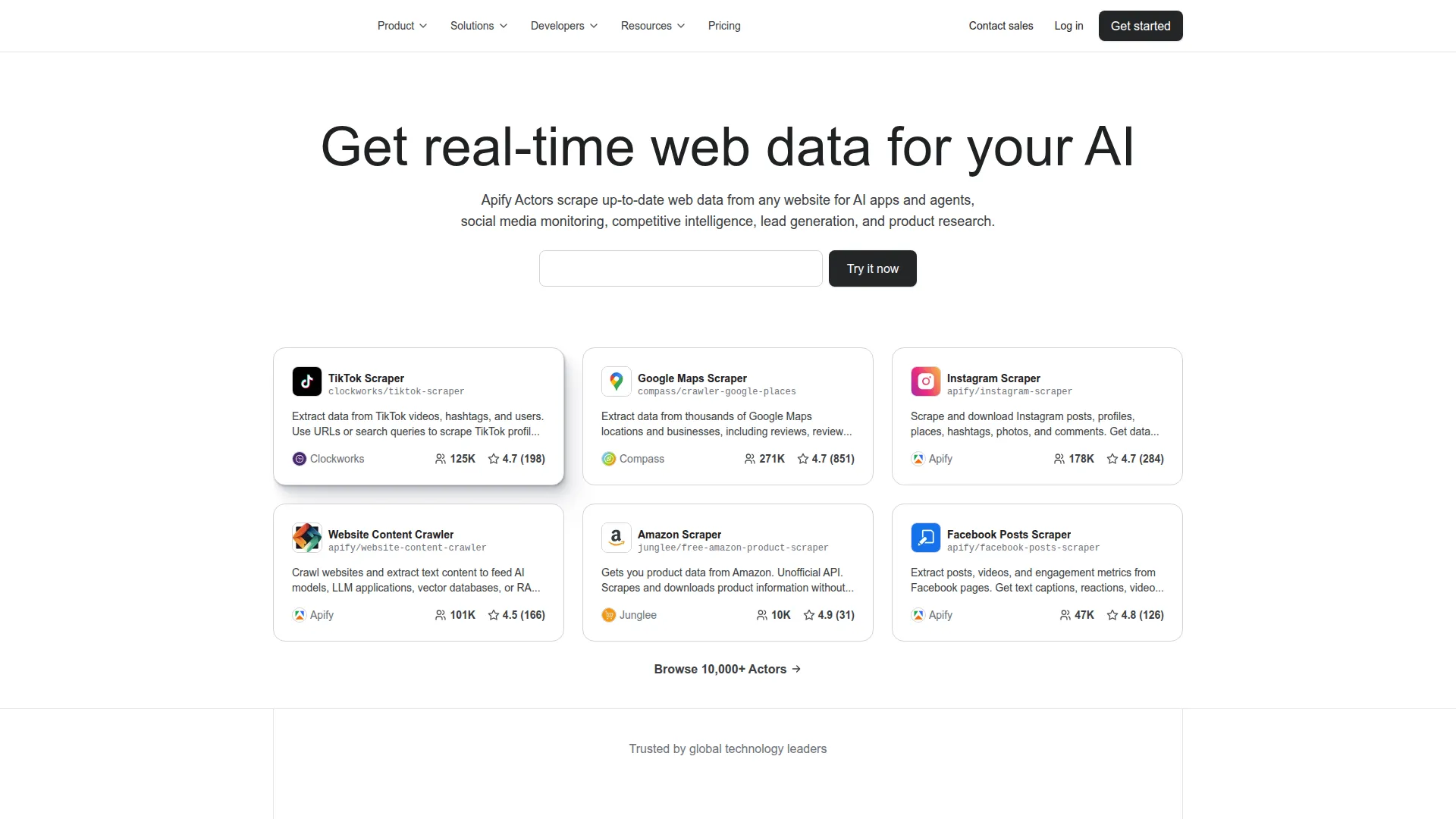 Apify homepage