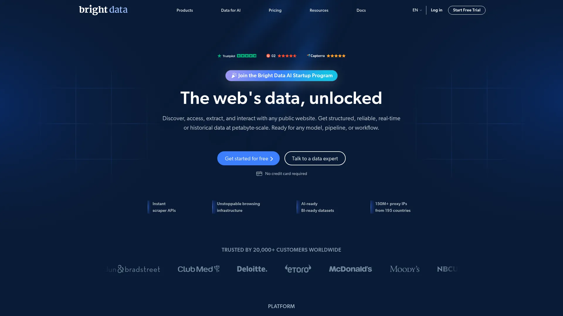 Bright Data homepage