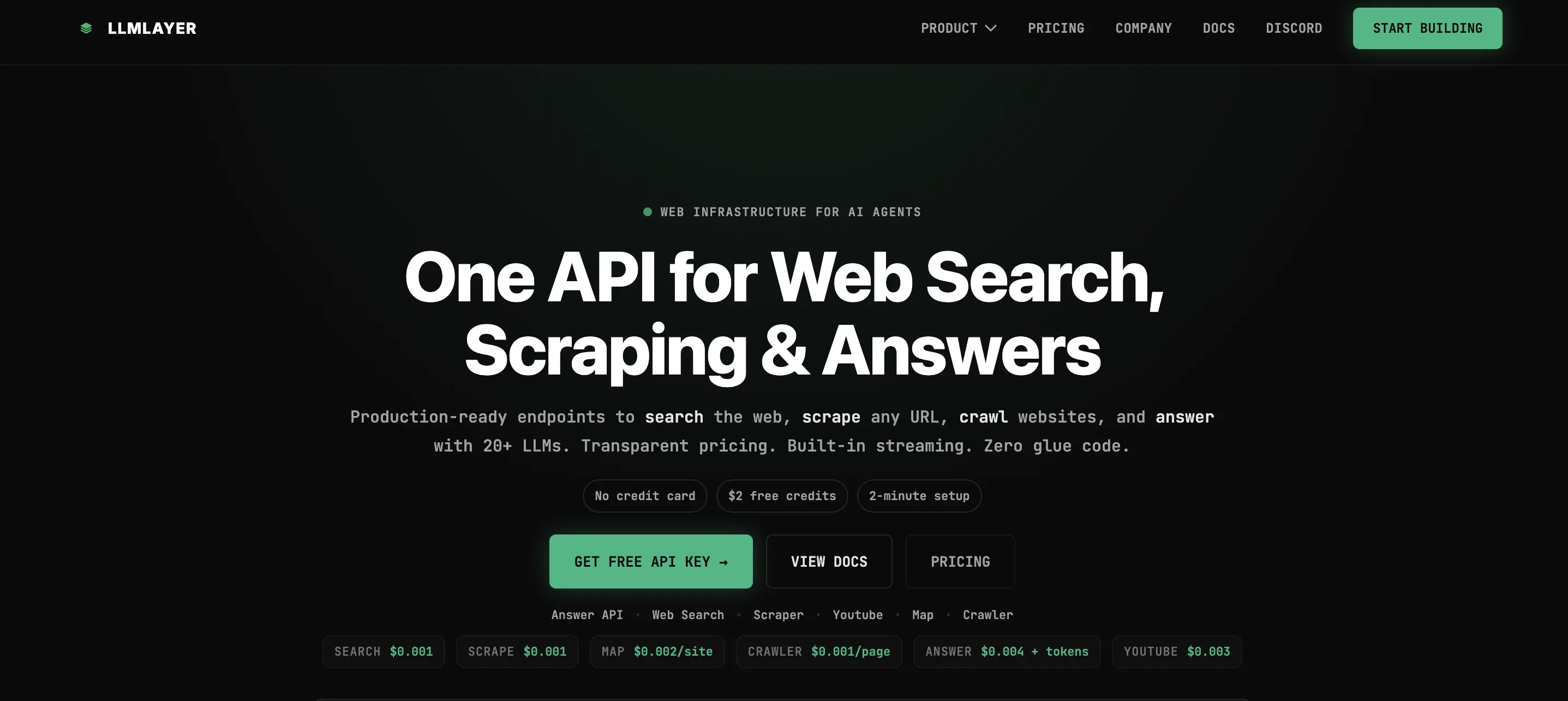 LLMLayer homepage screenshot