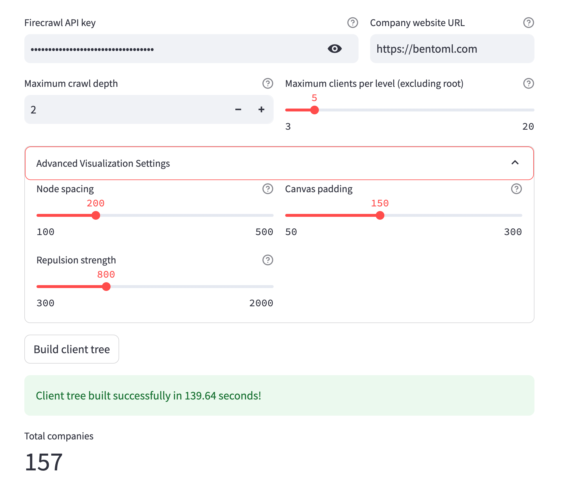 User interface controls for the client relationship tree application