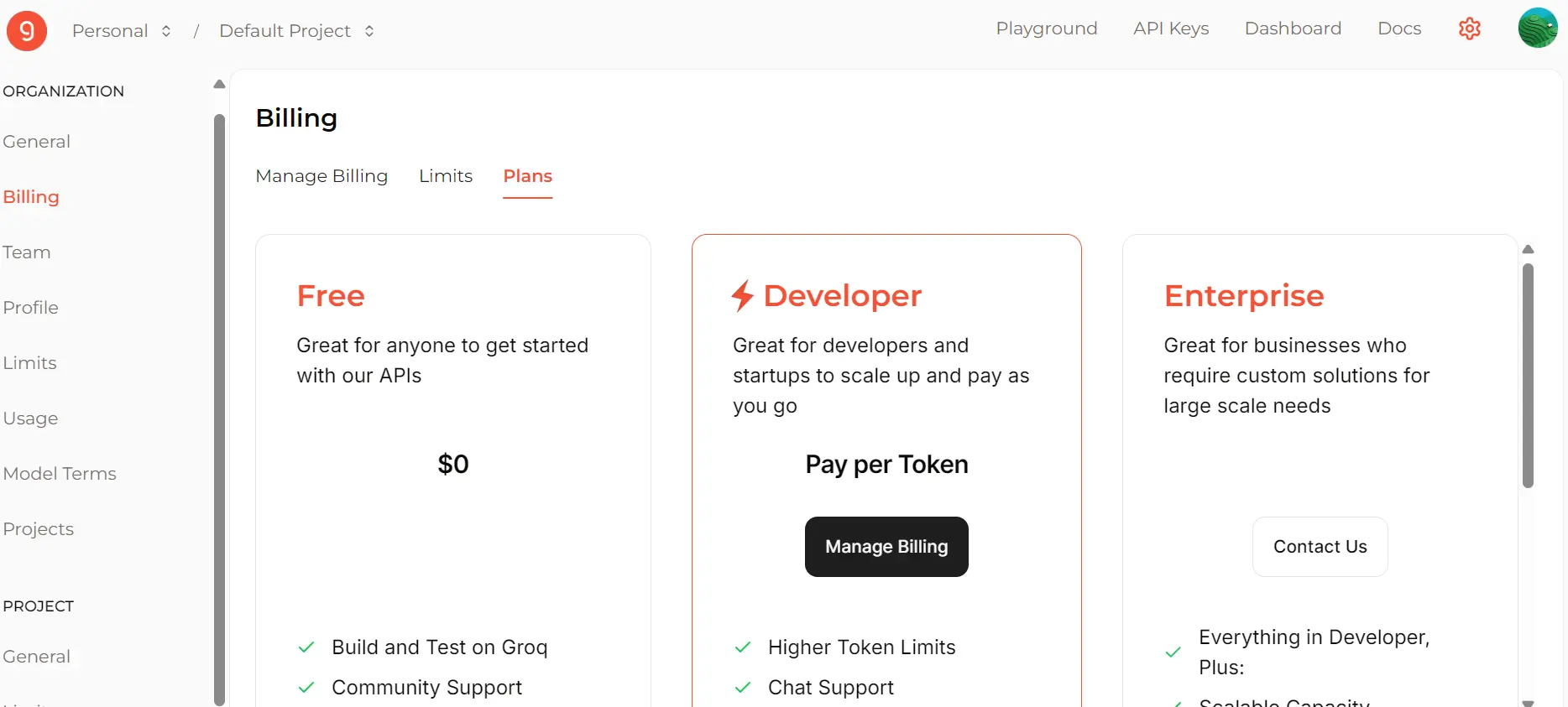 Subscribing to the Groq Developer plan