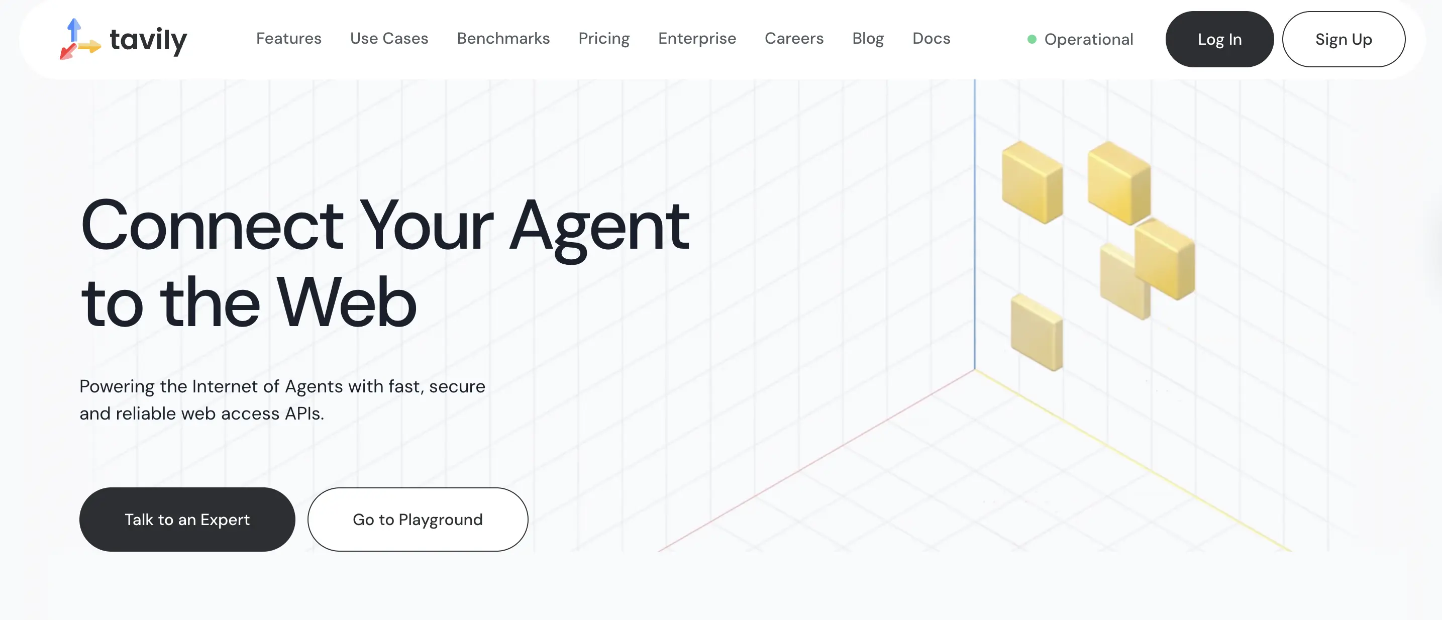 Tavily homepage screenshot