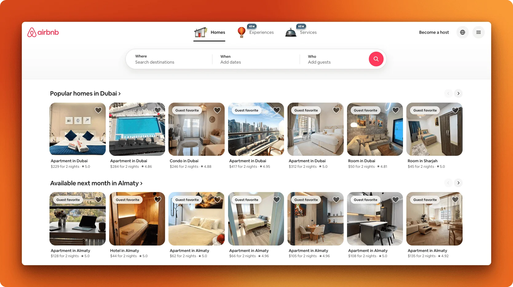 Airbnb Homepage