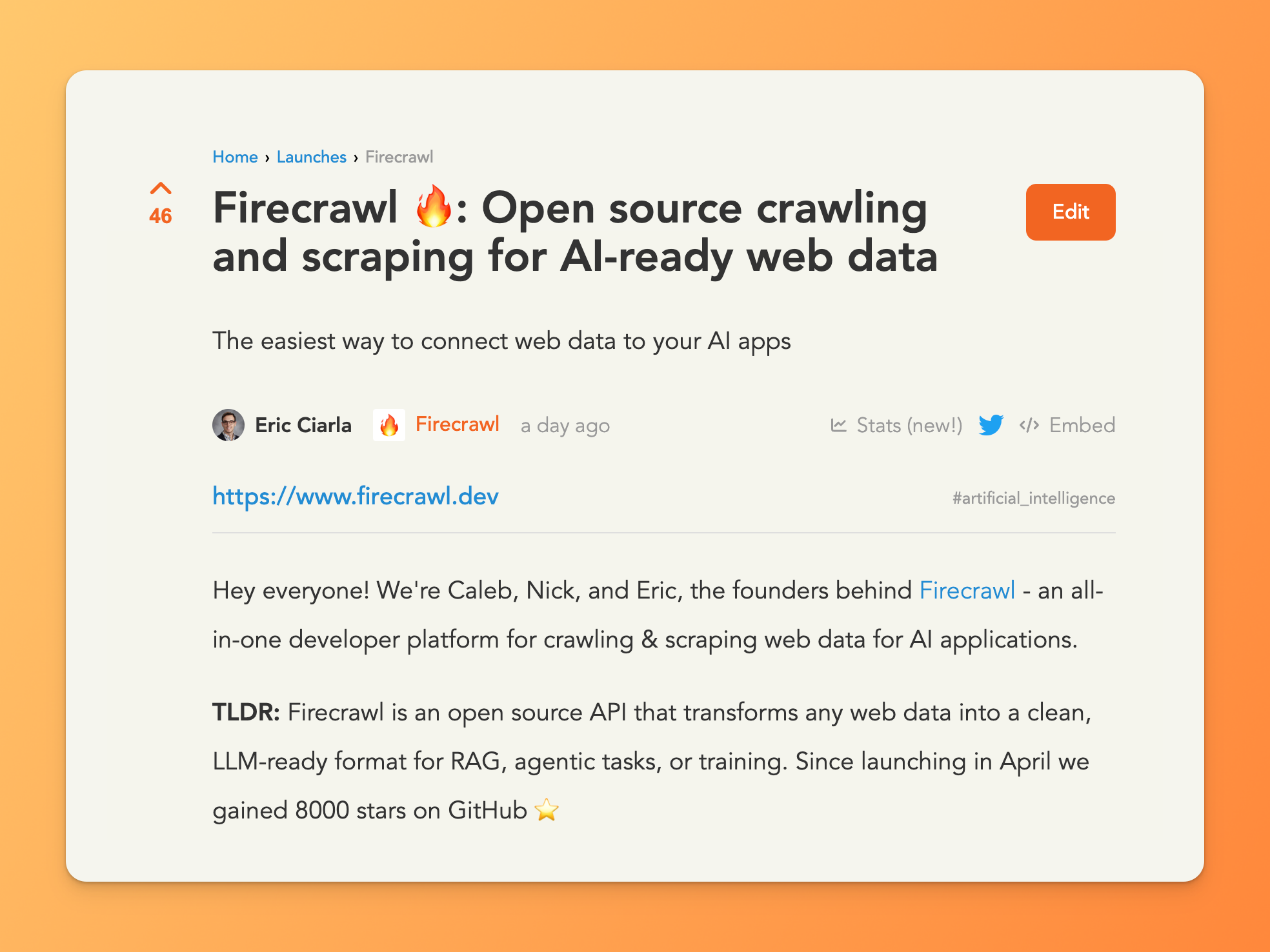 Firecrawl Launch YC