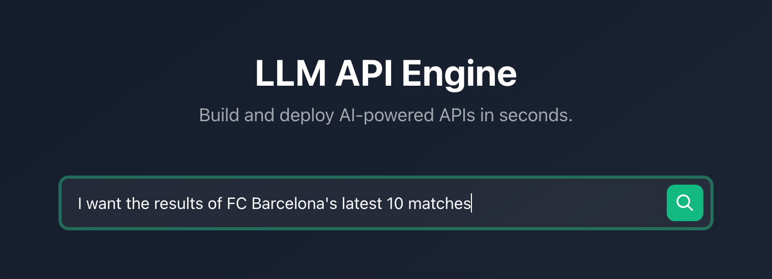 API description interface showing a text input field for describing the data to extract