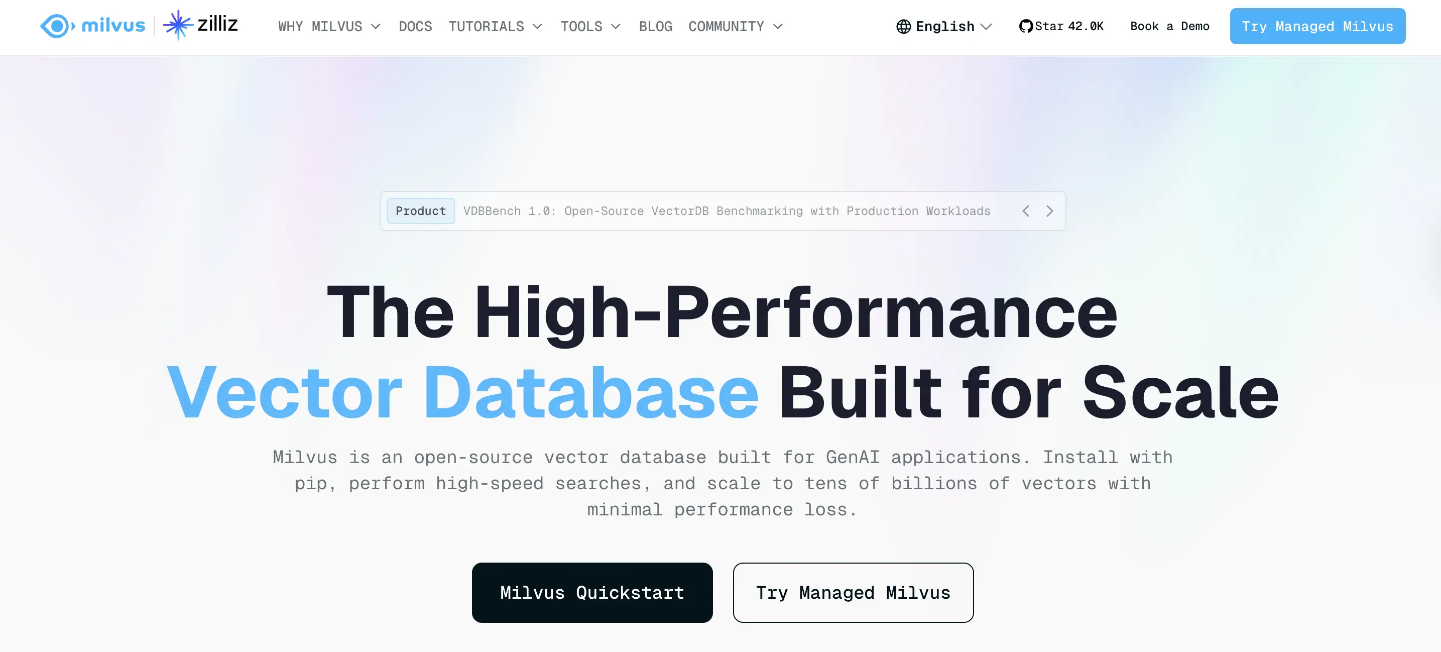 Milvus logo showing the official branding for the high-performance vector database designed for similarity search and AI applications