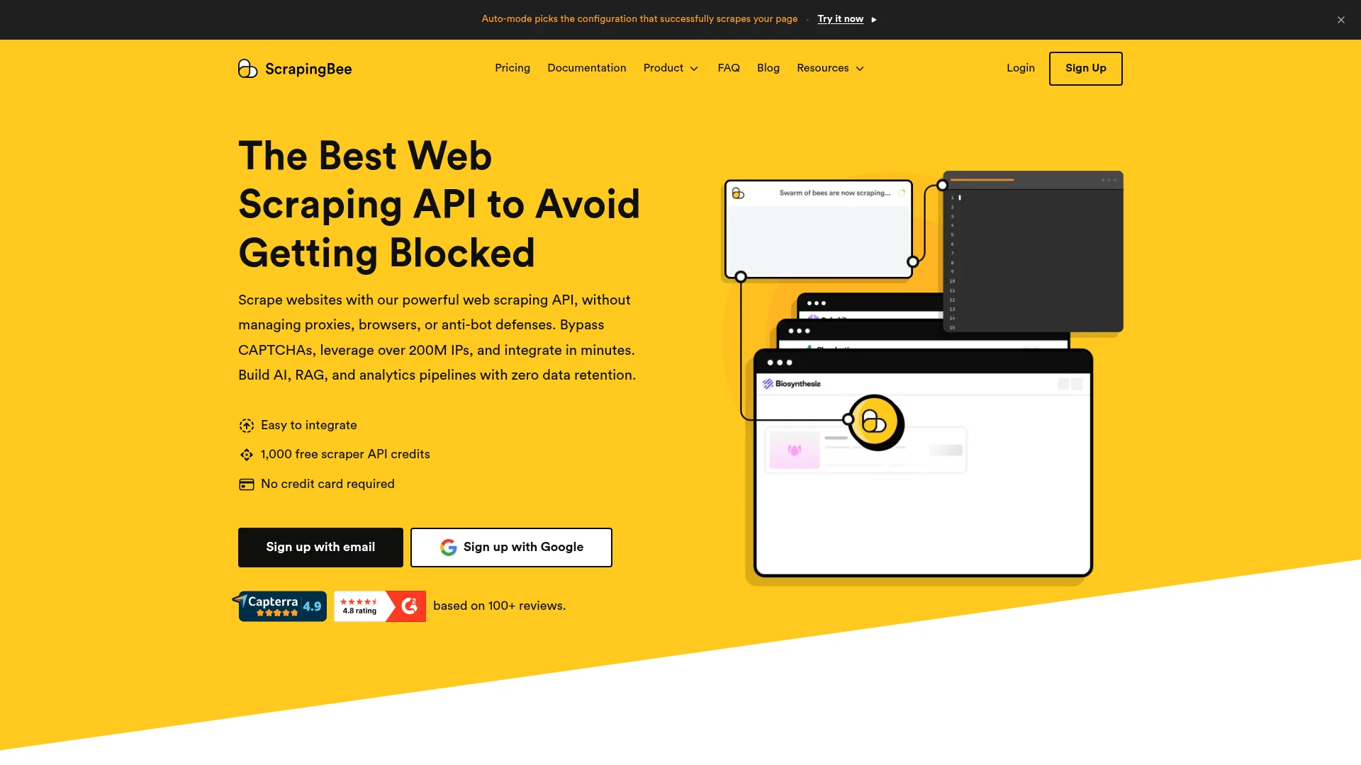 ScrapingBee homepage screenshot