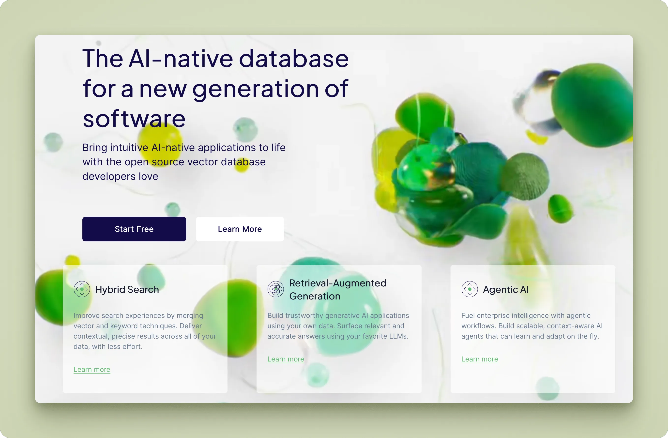 Weaviate vector database interface showing hybrid search capabilities and knowledge graph visualization for enterprise RAG applications