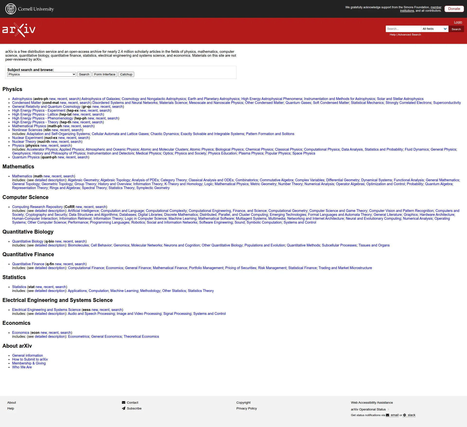 Full Page Screenshot of arXiv.org