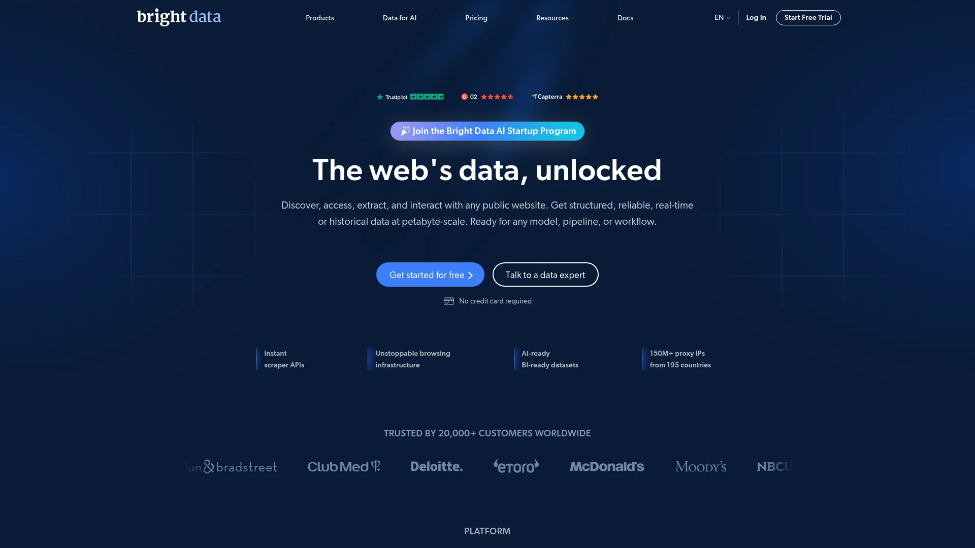 Bright Data homepage screenshot