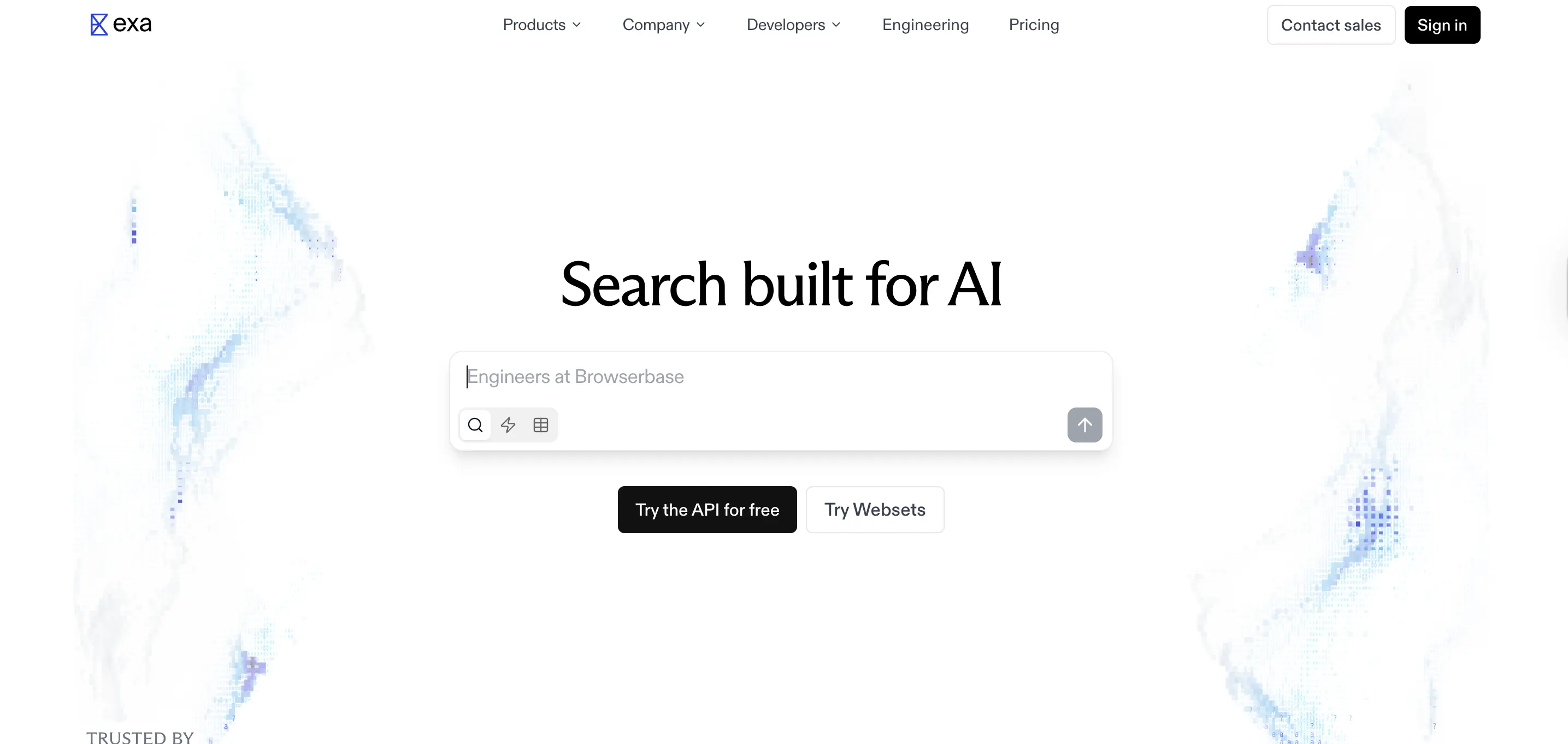 exa homepage screenshot