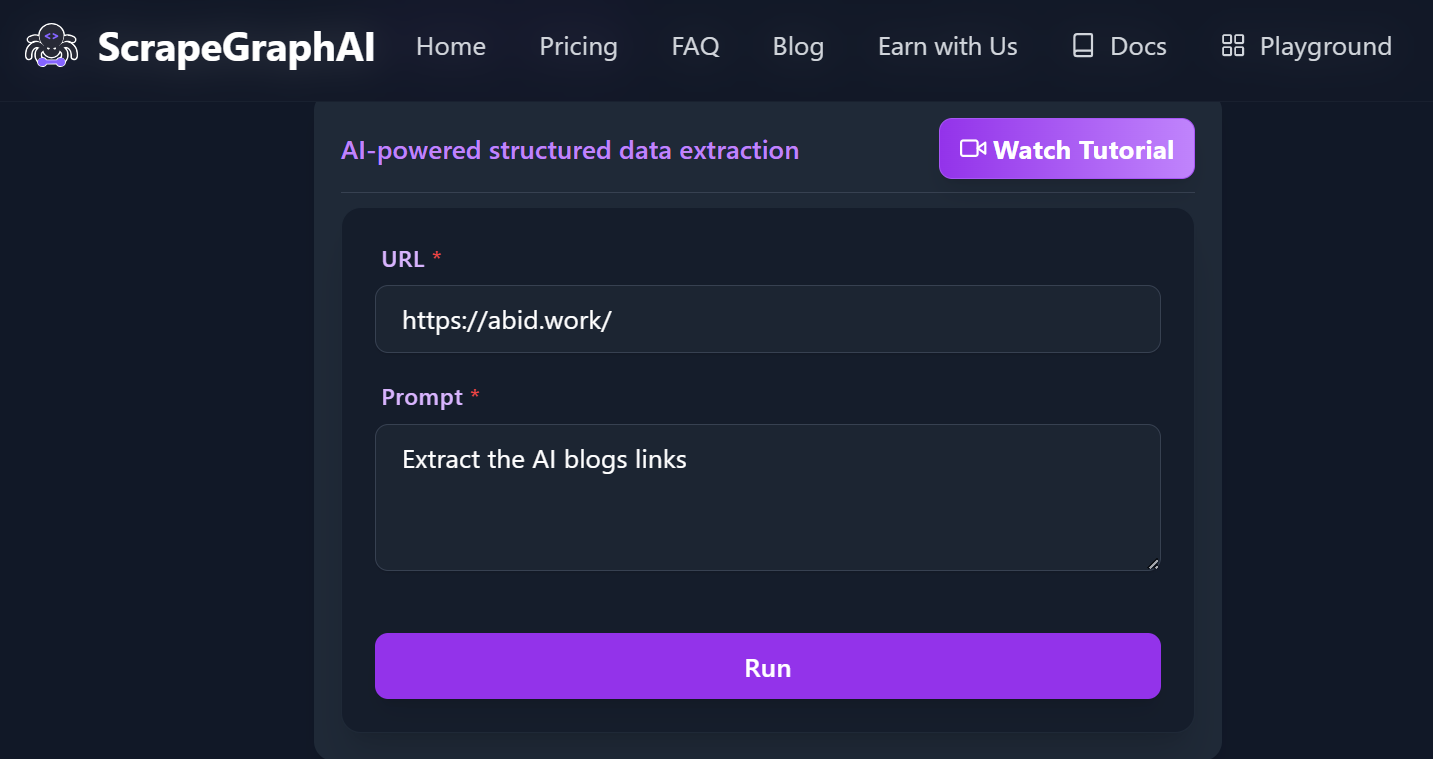 ScrapeGraphAI playground