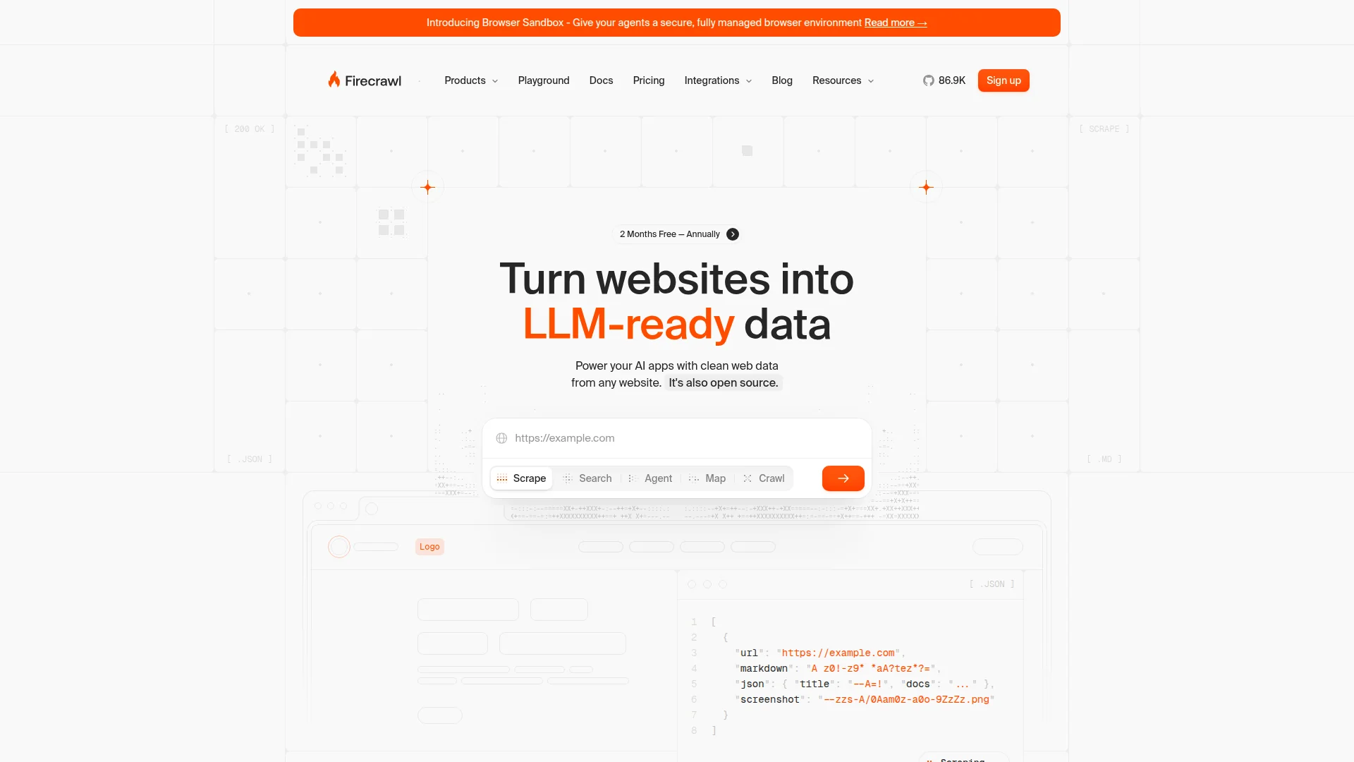 Firecrawl homepage screenshot
