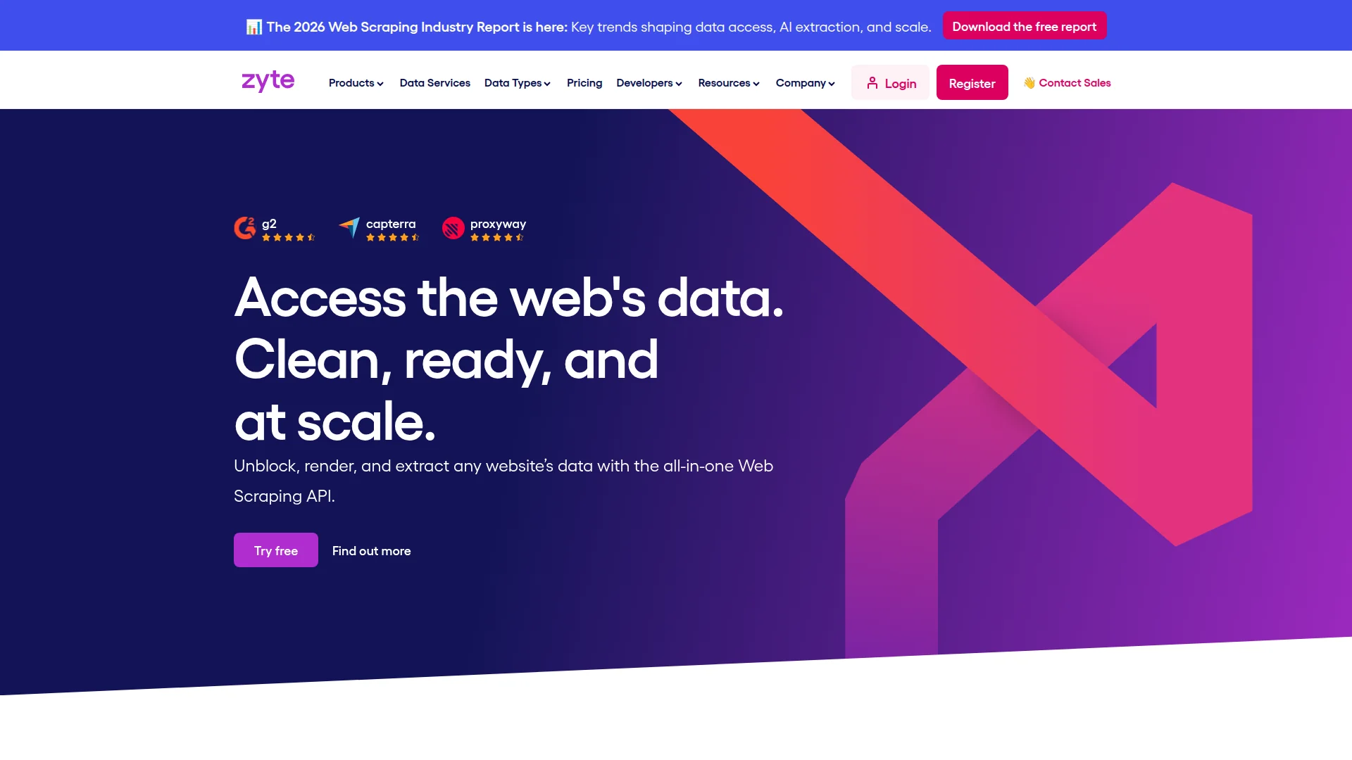 Zyte homepage screenshot